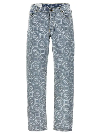 Casablanca Bleached Monogram Jeans In Blue