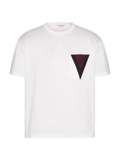 Valentino Men's Cotton T-shirt With Inlaid V Detail In White