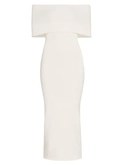 Wardrobe.nyc Wardrobe. Nyc Off-shoulder Ribbed-knit Midi Dress In Off White