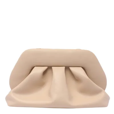 Themoirè Tia Bios Ruched Clutch Bag In Beige