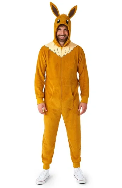 Opposuits Pokémon™ Eevee Hooded Long Sleeve Fleece Jumpsuit In Beige