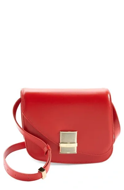 Ferragamo Fiamma Small Leather Crossbody Bag In Rosso