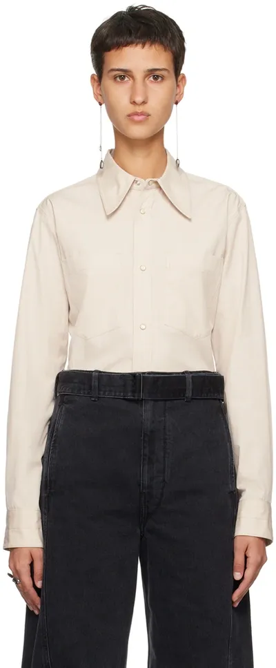 Lemaire Beige Pointed Collar Shirt In Re303 Dusty Rose