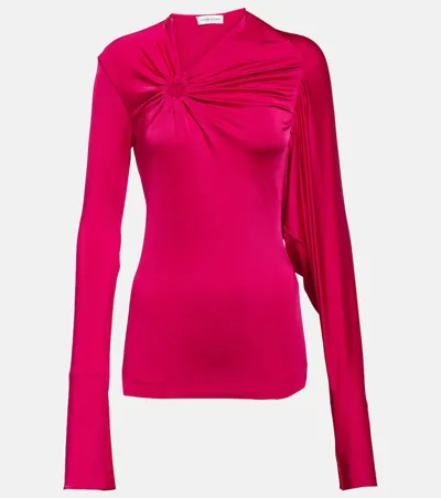 Victoria Beckham Gathered Jersey Top In Pink