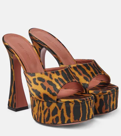 Amina Muaddi Brown Dalida 140 Tiger-patternsatin Mules