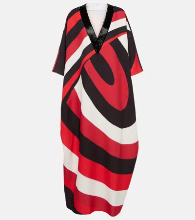 Pucci Iride-print Kaftan Dress In Red