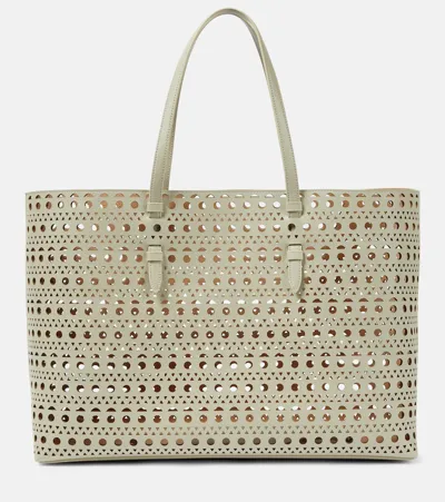 Alaïa Mina 44 Vienne Wave Leather Tote Bag In Beige