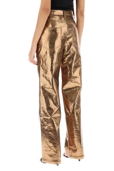 Rotate Birger Christensen Textured Laminated Pants In Brown