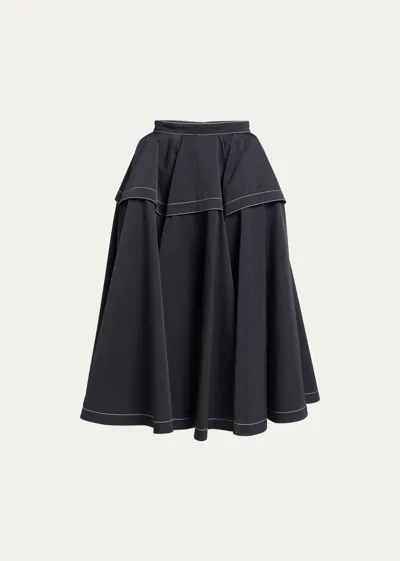 Bottega Veneta Pleated Midi Skirt In Blue