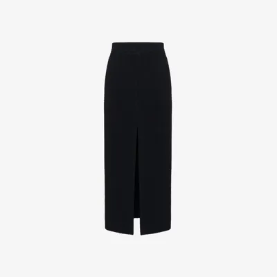 Alexander Mcqueen Slashed Pencil Skirt In Black