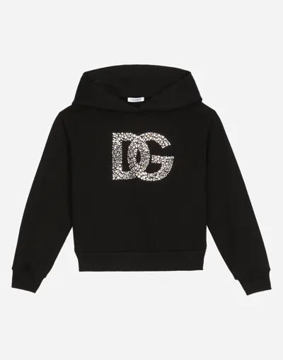 Dolce & Gabbana Jersey Hoodie With Dg Logo In Black