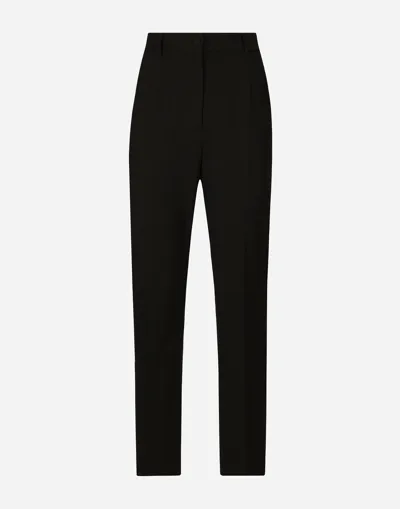 Dolce & Gabbana High-waisted Wool Pants In Black