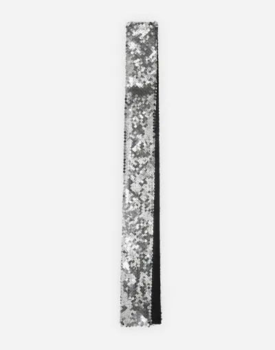 Dolce & Gabbana Sequined Scarf In Silver