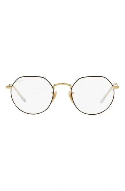 Ray Ban Unisex Jack 49mm Hexagonal Optical Glasses In Light Gold