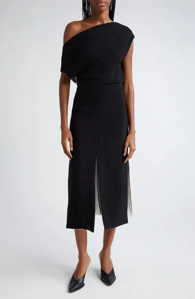 Proenza Schouler Off-the-shoulder Crepe Midi Dress In Black