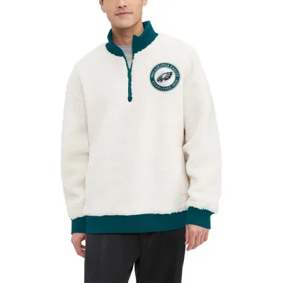 Tommy Hilfiger Cream Philadelphia Eagles Jordan Sherpa Quarter-zip Sweatshirt