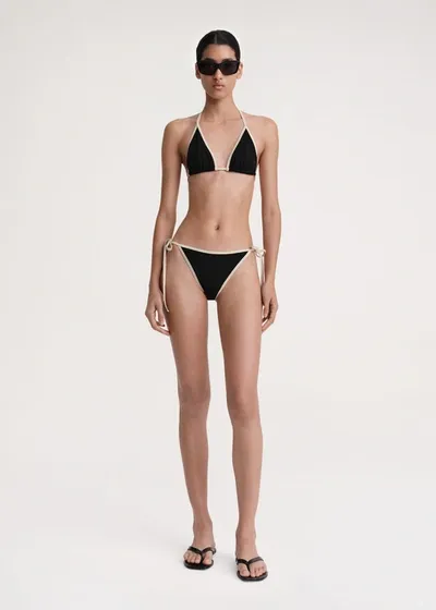 Totême Stripe Tie Bikini Top Black