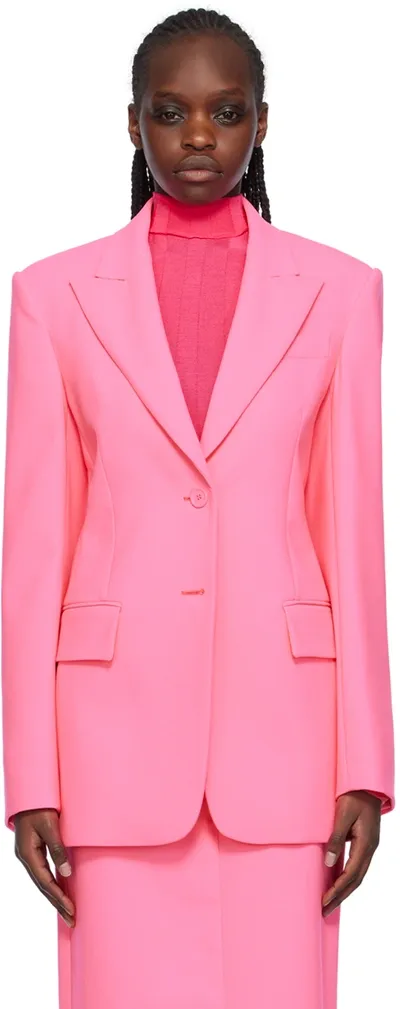 Sportmax Single-breasted Peak-lapels Blazer In Pink