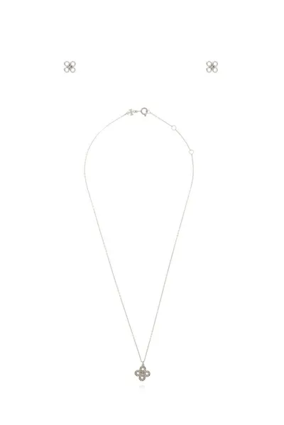 Tory Burch Necklace Earrings Set In Silver