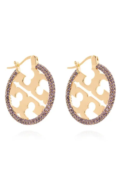 Tory Burch Miller Logo Plaque Earrings In Gold