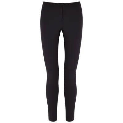 Veronica Beard Grosgrain-trimmed Stretch-scuba Leggings In Navy