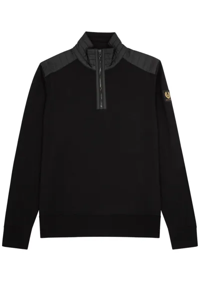 Belstaff Kilmington Shell-trimmed Wool Half-zip Sweater In Black