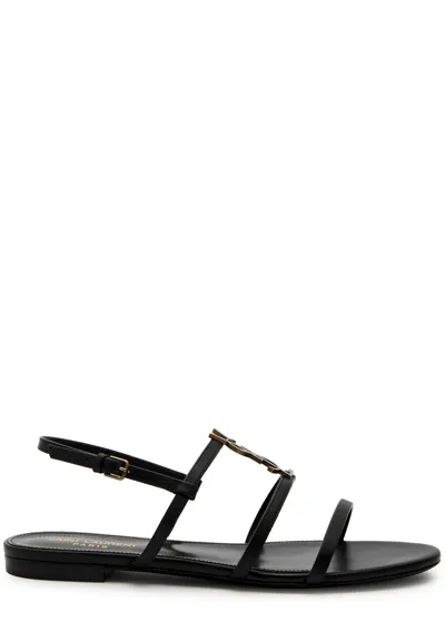 Saint Laurent Cassandra Leather Sandals In Black