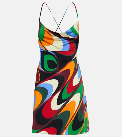 Pucci Onde Minidress In Arancio/verde