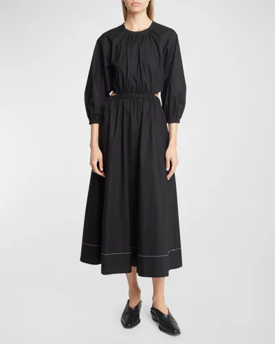 Proenza Schouler White Label Nora Backless Puff-sleeve Midi Dress In Black