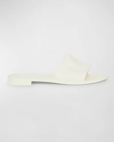 Moncler Mon Rubber Logo Flat Slide Sandals In White