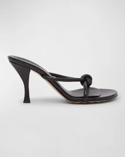 Bottega Veneta Blink Leather Knot Slide Sandals In Black