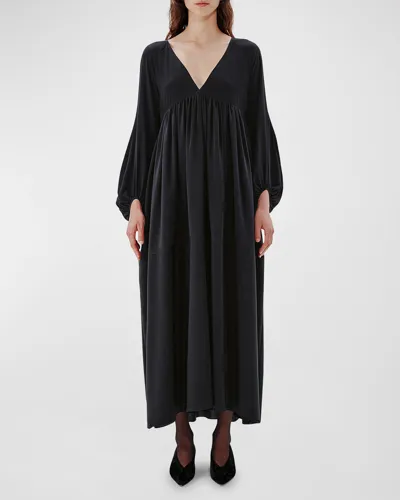 Another Tomorrow Empire Cocoon Dress In Black