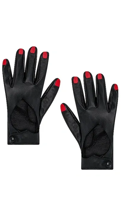 Vivetta Nappa Calfskin Heart Glove In Black