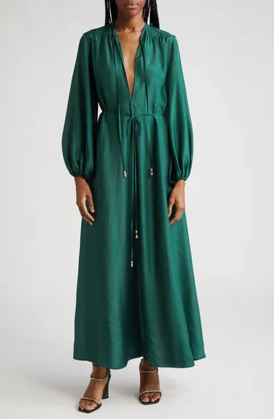 Zimmermann Silk Corset Midi Dress In Green