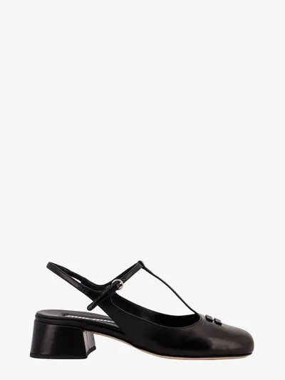 Miu Miu Patent Leather Slingback Pumps In Nero