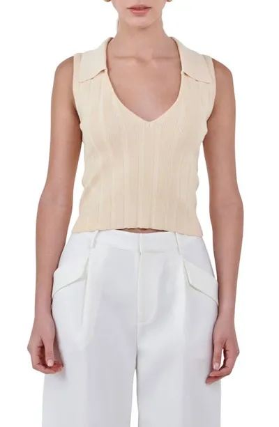 Endless Rose Women's Sleeveless Rib Knit Top In Cream