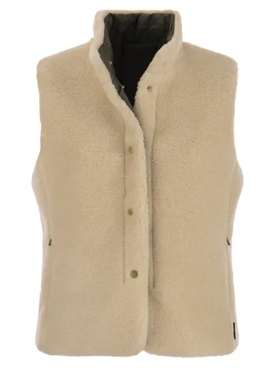 Fay Reversible Shearling Effect Vest In Beige