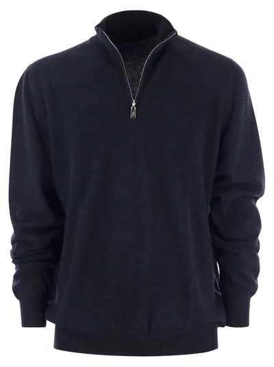 Fedeli Favonio Fine-knit Cashmere Jumper In Navy Blue