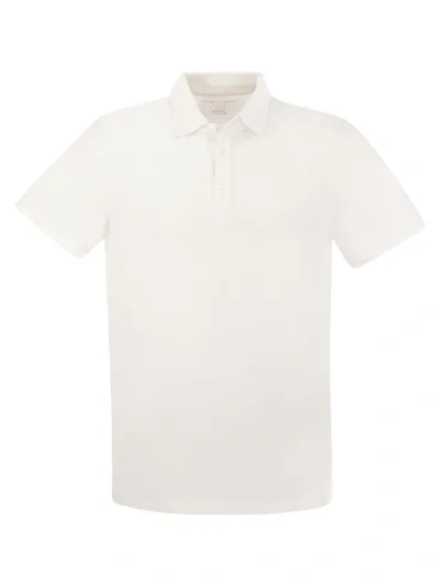 Majestic Filatures Short-sleeved Polo Shirt In Lyocell And Cotton In Blanc