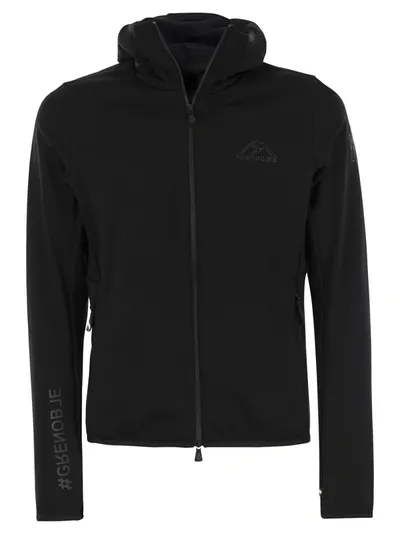 Moncler Grenoble Technical Hooded And Zipped Sweatshirt In Black