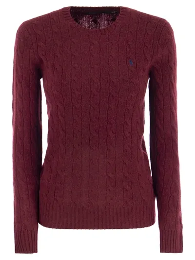 Polo Ralph Lauren Women's Julianna Cable-knit Wool-blend Sweater In Garnet Red Melange