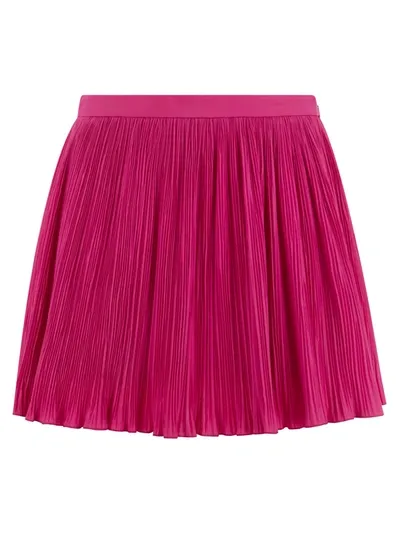 Red Valentino Pleated Cotton-blend Shorts In Fuchsia