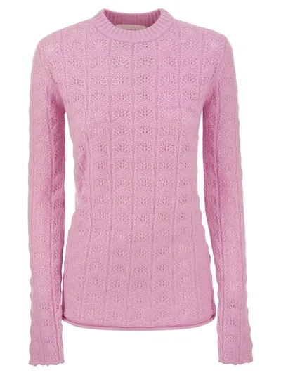 Sportmax Perforated Pattern Crewneck Sweater In Pink