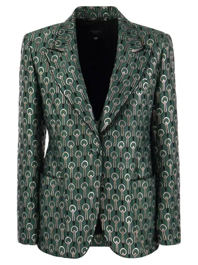 Weekend Max Mara Zulia - Jacquard Fabric Blazer In Turquoise