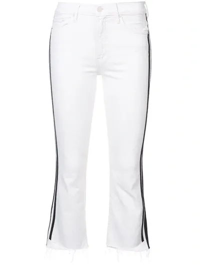 Mother The Insider Crop Step Fray Jeans In White