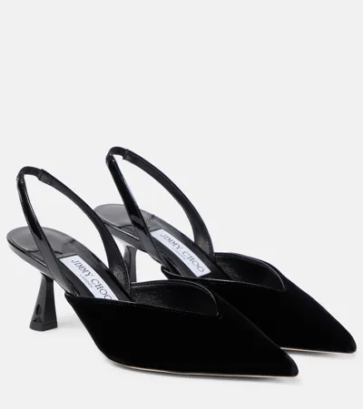 Jimmy Choo Maryanne Sb 65 Velvet Slingback Pumps In Black