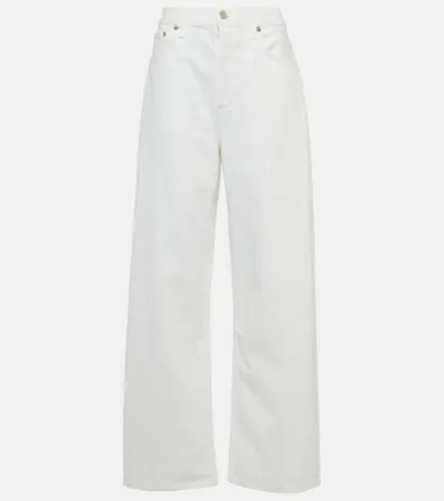 Agolde Fusion Rigid Low-rise Wide-leg Jeans In White