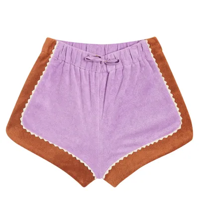 Zimmermann Kids' August Colorblocked Terry Shorts In Purple