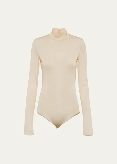 Prada Gazar Jersey Bodysuit In Deserto