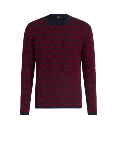 Etro Wool Jacquard Sweater In Blue